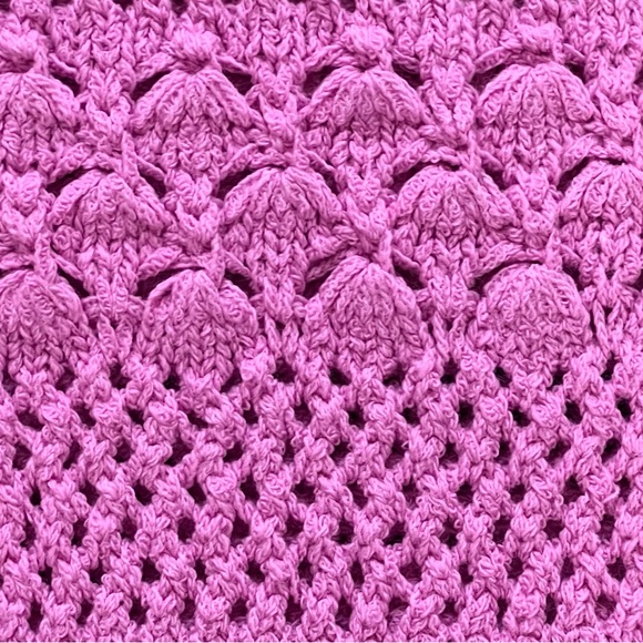 Zara Girls Bright Pink kids Open Knit cropped Crewneck Sweater 10/12 13/14 - Picture 16 of 17